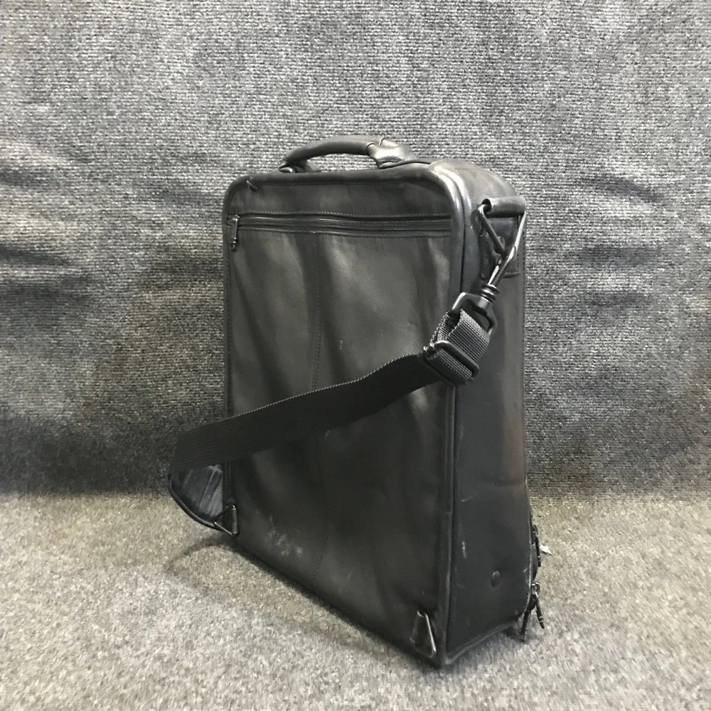TUMI‎ Black Leather Messenger Bag Adjustable Crossbody Brief Travel Business